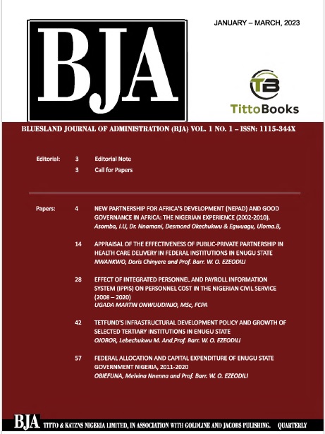 					View Vol. 1 No. 1 (2023): BLUESLAND JOURNAL OF ADMINISTRATION (BJA)
				