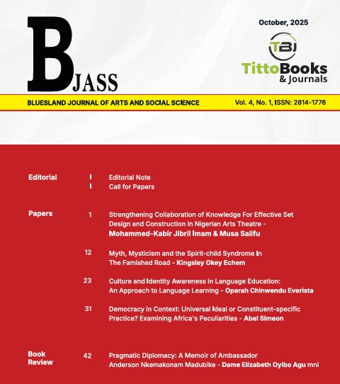 					View Vol. 4 No. 1 (2025): BLUESLAND JOURNAL OF ARTS AND SOCIAL SCIENCE
				